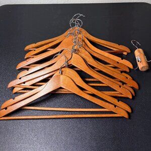 10 Wooden Hangers & 1 Wooden Belt Hanger